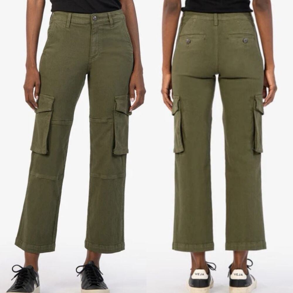Kut From The Kloth Pattie Cargo Pants Olive Green Straight Leg Women’s Size 6